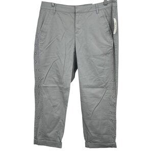 Style & Co Mid Rise Eyelet-Trim Womens Capri Pants Size 12 Gray New